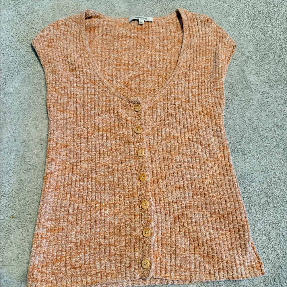 Madewell Ribbed Button-Down Shirt - Orange Marled Shaw Ribbed